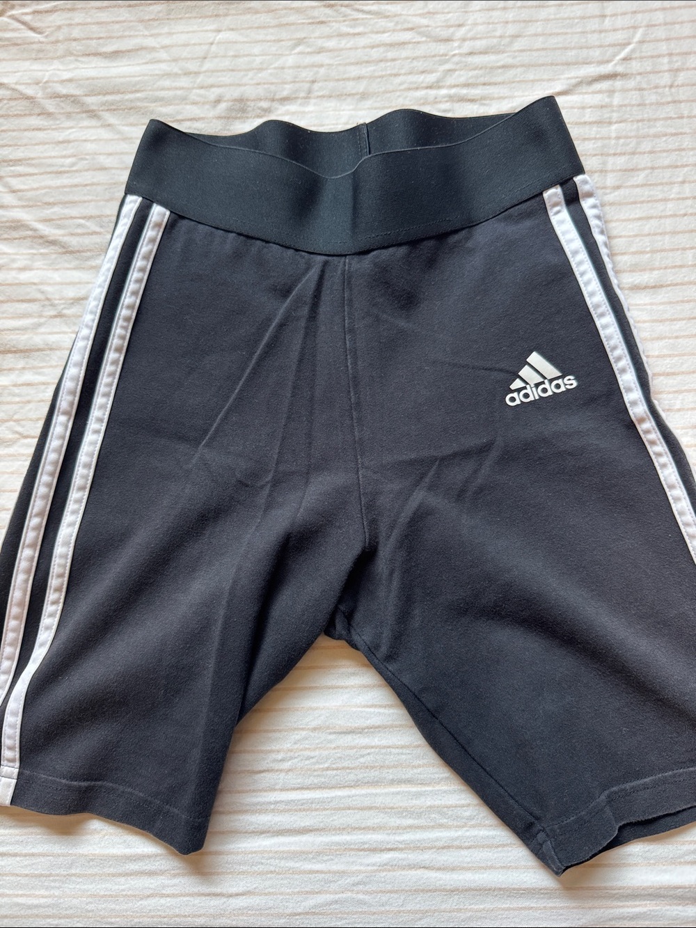 adidas Black Kids Athletic Shorts with White Side Stripes